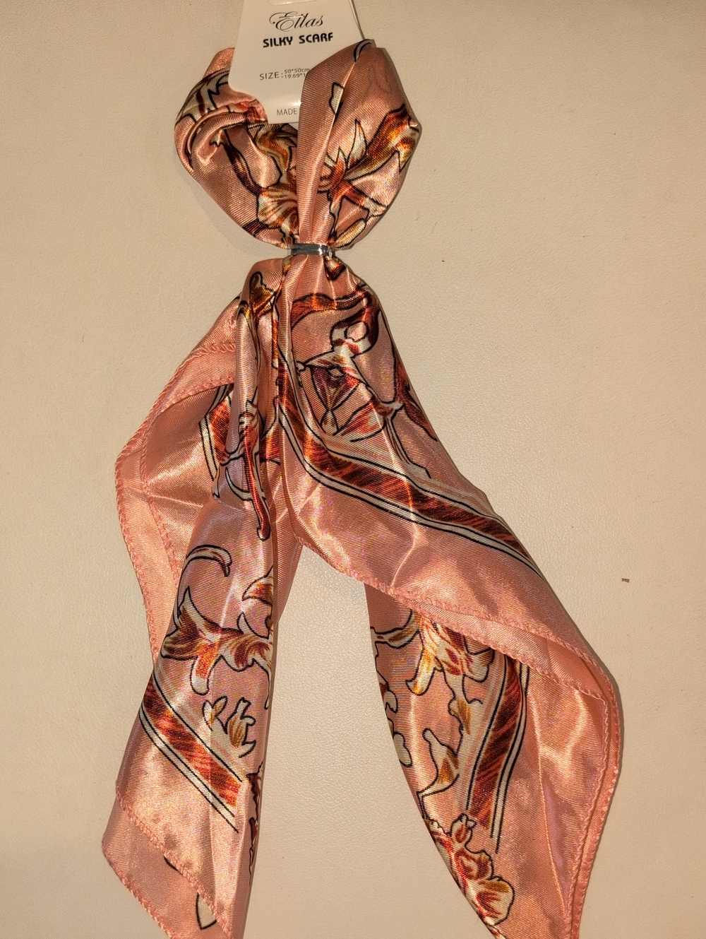 Pink Floral Silky Scarf - Women’s Accessory